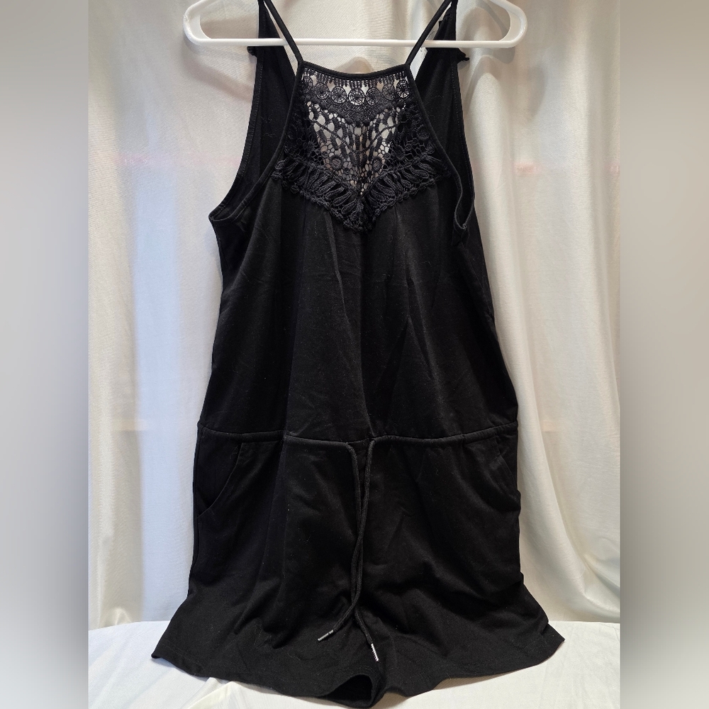 Black Lace Detail Jumpsuit